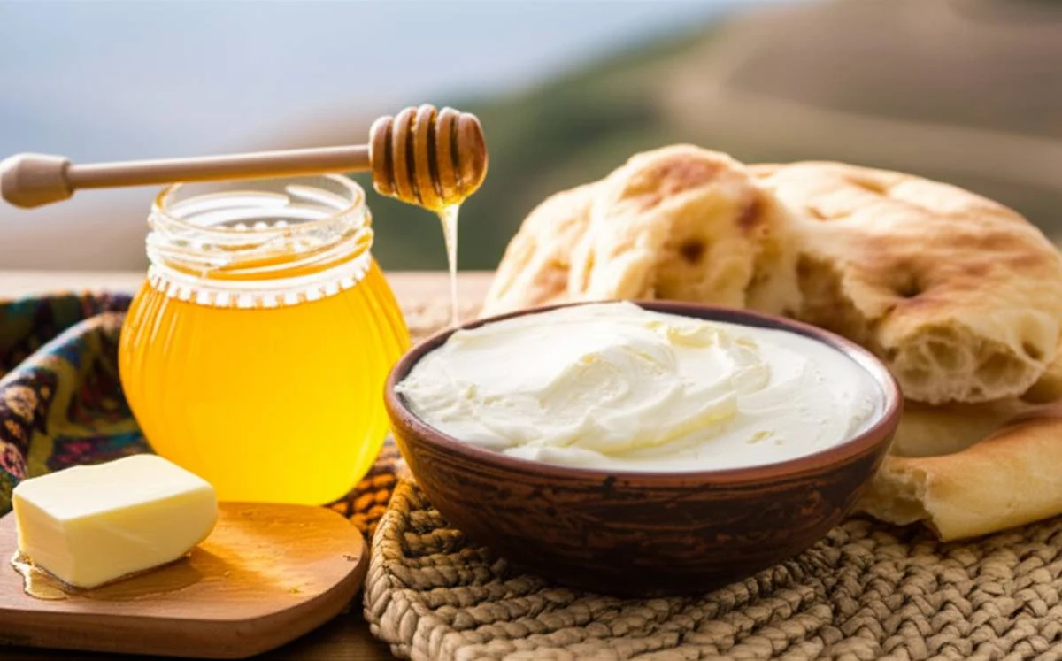 صبحانه سرعین با کره، سرشیر و عسل - سوغات اصیل